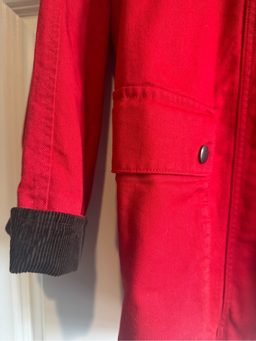 GAP Red Barn Jacket with brown corduroy Collar - like new - Picture 3 of 4